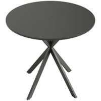 homcom mesa de cocina redonda 80 cm tablero compacto tablero de particulas metal 80x80x75 cm negro   aosom espana