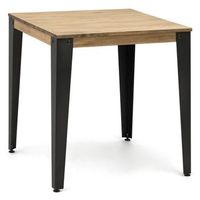 mesa lunds cuadrada 80x80x75cm acero fume en madera maciza de pino acabado vintage estilo industrial box furniture