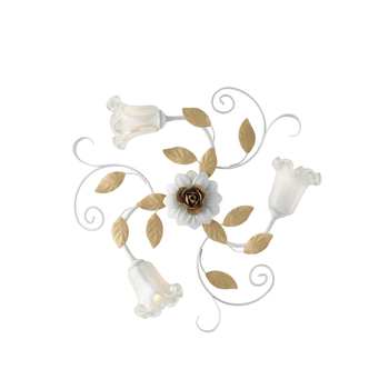 Lámpara De Techo De Hierro Lacado Blanco Shabby 3 Luces H.17 Ø56 Bl274-pl3-bco