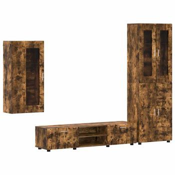 Conjunto De Mueble De Tv Florin 3 Uds. Roble Ahumado Vidaxl