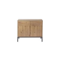 comoda 2 puertas 2 cajones decoracion roble - l90 x h80 cm