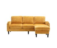 sofa elegante 4 plazas - con otoman reposabrazos comodos portavasos bolsillos laterales y patas de plastico robustas - amarillo