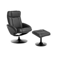 sillon reclinable moderno de tela giratorio con reposapies negro apate