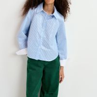 essentiel antwerp giuliano sequin cotton-poplin shirt - eu 34uk 6