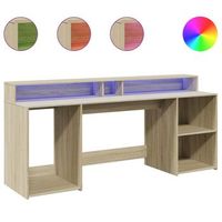 escritorio con led madera ingenieria roble sonoma 200x55x91 cm vidaxl