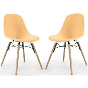 Silla De Comedor - Diseño Escandinavo - Patas De Madera - Pack De 2 - Skögur Naranja Paste