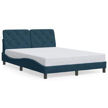 Estructura De Cama Sin Colchón Terciopelo Azul 140x200 Cm Vidaxl