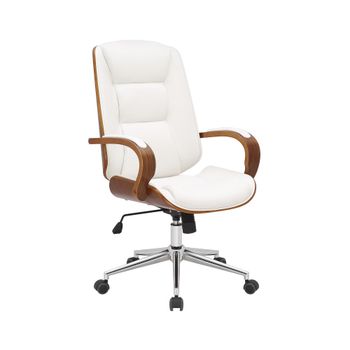 Silla de oficina giratoria regulable en Simil cuero Nogal/blanco