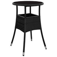 mesa de jardin  mesa de exterior vidrio templado ratan sintetico negro o60x75 cm