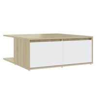 mesa de centrormesa auxiliarrmesa de cafe madera contrachapada blanco y roble 80x80x31 cm