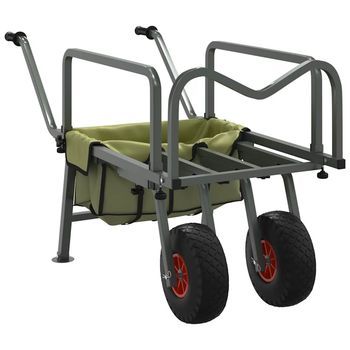 Carrito De Pesca 2 Ruedas Acero Recubrimiento En Polvo Verde Vidaxl