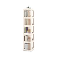 costway estanteria 5 niveles giratoria plegable biblioteca giratoria 360 con base giratoria torre de estanteria de estante alto sala estudio blanco