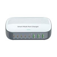 bakeey wlx-f8c 200w cargador usb pd de 8 puertos 3 usb-a  5 usb-c pd30 qc30 fcp afc cargador rapido estacion de carga