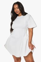 vestido plus mini skater estructurado blanco