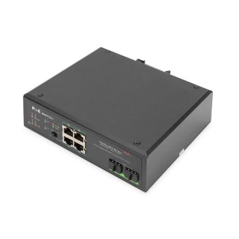 Conmutador Gigabit PoE Industrial Digitus de 4 puertos con 2 SFP