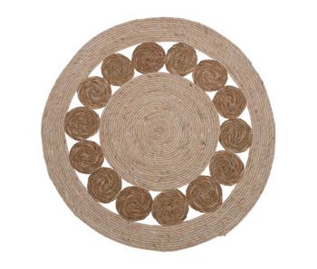 Alfombra redonda de hoja de espadaña y maíz