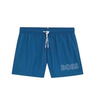 BOSS para hombre. 50469280 Bañador con raya y contorno azul (S), Beachwear, Poliamida