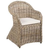 silla de jardin de ratan natural interior cojin beige claro susua ii