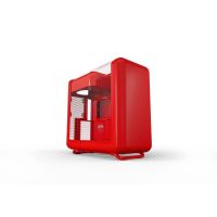 caja de ordenador hyte x50 torre media cristal templado roja atxe-atx