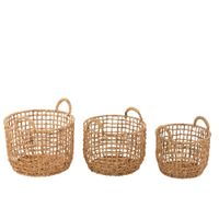 set de 3 cestas redondo abierto jacinto de agua natural 44x44 cm