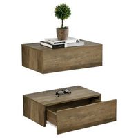 encasa set de 2 mesitas de noche de pared con cajon - apariencia de madera - 46x30x15cm