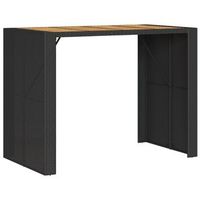 mesa de jardin  mesa de exterior superficie de madera ratan pe negro 145x80x110cm