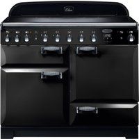 rangemaster elan deluxe ela110eibl 110 cm electric induction range cooker - black  chrome black
