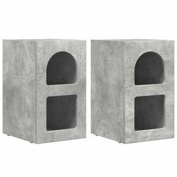 Pack 2 Uds Mesita De Noche | Armario De Noche | Mesa De Noche Gris Concreto 29,5 X 33,5 X 50 Cm