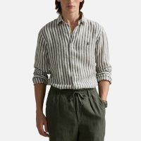 polo ralph lauren striped linen shirt - l