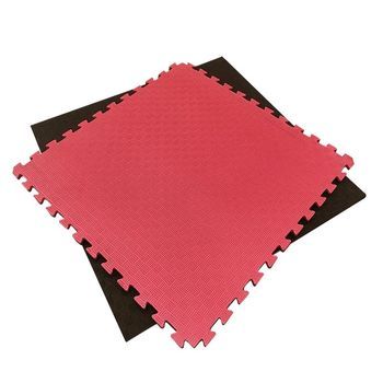 Tatami Puzzle 1x1x20 mm Rojo - Negro Pack Ahorro【10 Unidades】 Antideslizante, Yoga, Pilates
