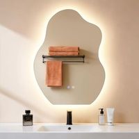 espejo de bano led asimetrico nettlife de 60x80 cm control tactil antivaho regulable de 3000 a 6500 k ip44 montaje en pared espejo iluminado de diseno
