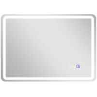 homcom espejo de bano con iluminacion led almohadilla antiempanante 3 colores ajustables color plata