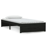 cama individual  cama para adultos  estructura de cama individual madera maciza negra 90x190 cm