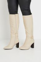 cream heeled knee high boot in extra wide eee fit