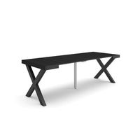 mesa consola extensible mesa comedor plegable 220 para 10 comensales patas madera maciza estilo moderno negro