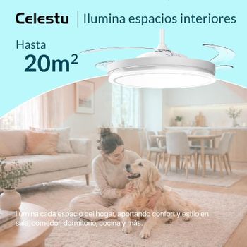Ventilador de Techo LED con Aspas Retráctiles Control Remoto,66W 30W Motor DC+36W Luz 2880LM Luz Integrada, Color Blanco CCT 3000-4000-6000K Funcion verano-invierno
