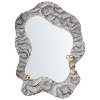Espejo De Pared Estilo Tradicional Moderno Colgante De Vidrio Marco De Hierro Mdf Gris Linas