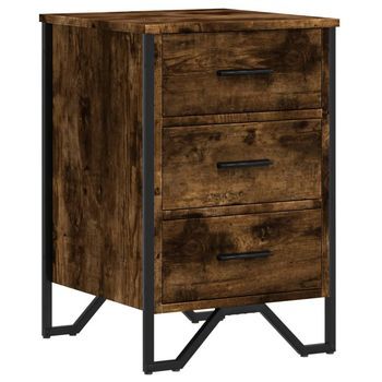 Mesita De Noche Madera De Ingeniería Roble Ahumado 40x41x60 Cm Vidaxl