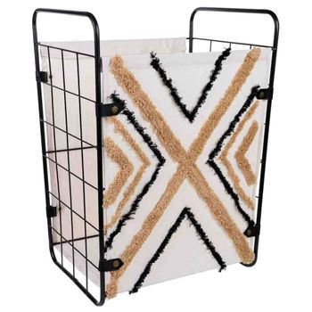 Cesto de la ropa de metal y tela 46x35x55/63h cm