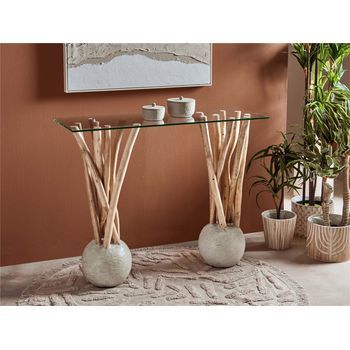 Consola Ramas Dolken Y Sobre Cristal 100x35x78 Cms