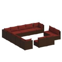 set de muebles de jardin 13 pzas cojines ratan sintetico marron vidaxl