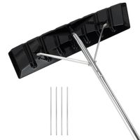 costway rastrillo de aluminio de altura ajustable 148-608m con 4 postes extensibles rastrillo quitanieves para techo nieve hojas automovil