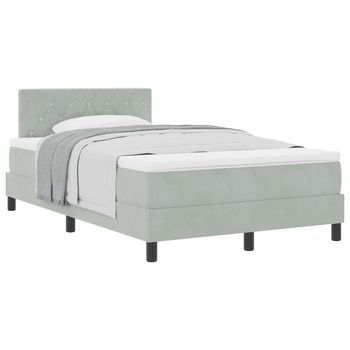 Cama Tapizada 203x123x88 Cm Terciopelo - Gris