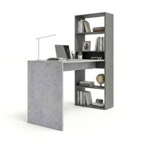 mesa de escritorio con estanteria 120x50 cm cosmic gris grafito - gris cemento 120 x 71 x 53 cm