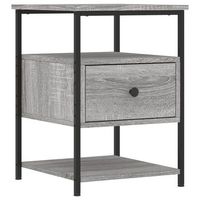 mesita de noche 42x40x56 cm madera trabajada y hierro - gris