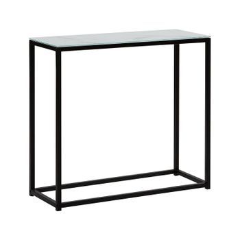 Consola De Vidrio Templado Blanco Negro 80 X 30 Cm Base De Metal Dorris