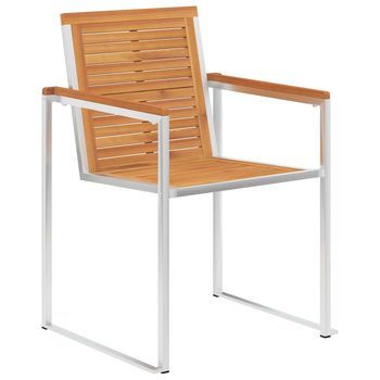 Sillas De Jardín 2 Uds Madera Maciza Acacia Y Acero Inoxidable Cfw910772