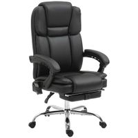 vinsetto silla de oficina ajustable con 6 puntos de masaje funcion de calor reposapies piel sintetica negro   aosom espana