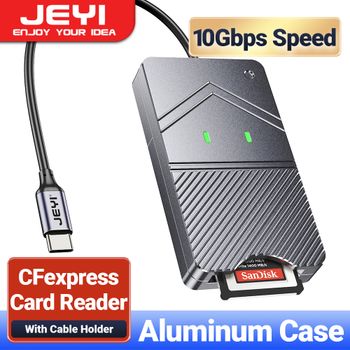Lector de tarjetas JEYI CFexpress, lector USB 3,2 Gen2 10Gbps CFE tipo B, adaptador de tarjeta de memoria con caja de aluminio para Windows/MacOS/Android