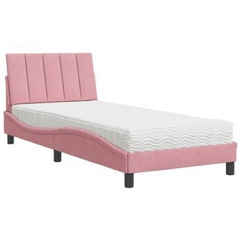 Cama Con Colchón Hanko Terciopelo Rosa 80x200 Cm Vidaxl
